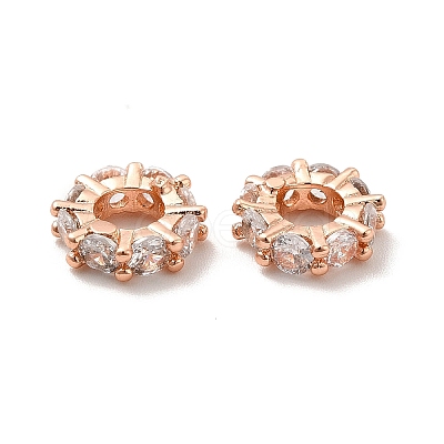 Rack Plating Brass Micro Pave Cubic Zirconia European Beads KK-C010-64-1