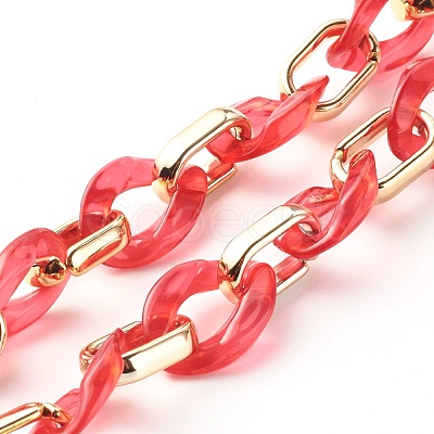 Handmade Opaque Spray Painted Acrylic & CCB Plastic Chain AJEW-JB01010-03-1