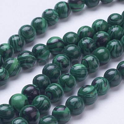 Synthetic Malachite Beads Strands G-D855-02-8mm-1