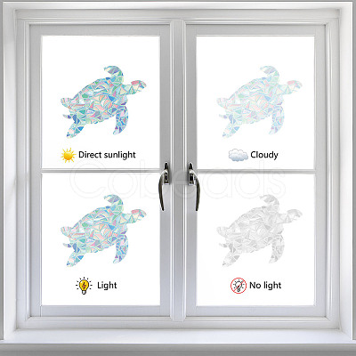 16Pcs Waterproof PVC Colored Laser Stained Window Film Static Stickers DIY-WH0314-098-1