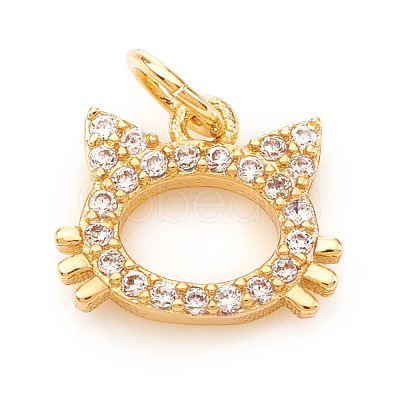 Brass Micro Pave Cubic Zirconia Charms KK-I672-29G-1