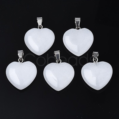 Heart Natural White Jade Pendants X-G-Q438-01-1