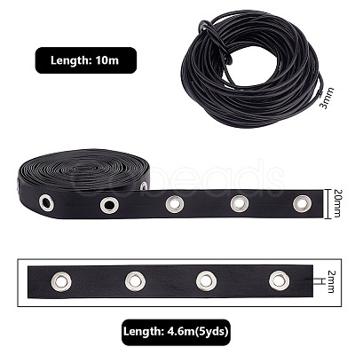 2 Styles Flat Imitation Leather & Cowhide Leather Cords LC-PH0001-12-1