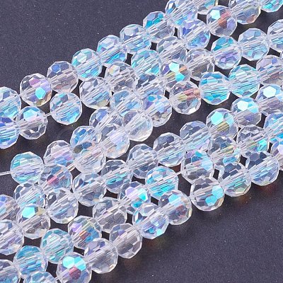 Faceted(32 Facets)(32 Facets) Electroplate Glass Beads Strands X-EGLA-J042-6mm-AB03-1