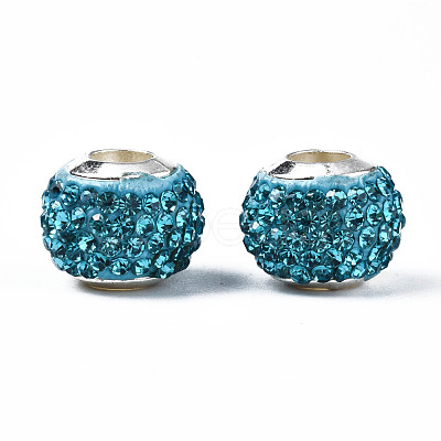 Handmade Polymer Clay Rhinestone European Beads RB-N053-001-06-1