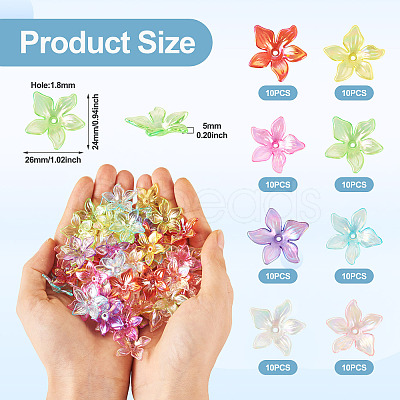80Pcs 8 Colors Acrylic Bead Caps MACR-TA0002-01-1