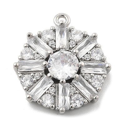 Brass Micro Pave Clear Cubic Zirconia Pendants KK-L228-10P-1