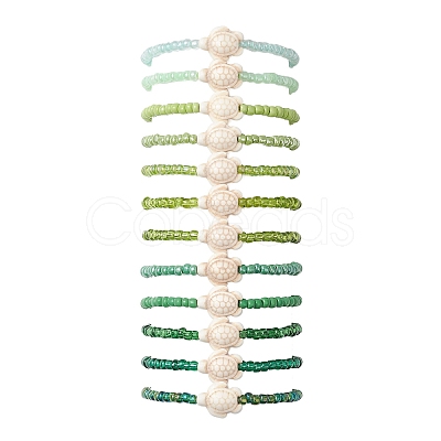 12Pcs Dyed Synthetic Turtle Bracelets BJEW-JB13502-01-1
