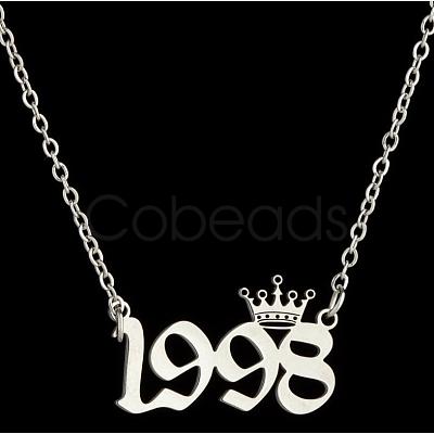 Crown Birth Year 201 Stainless Steel Pendant Necklaces for Women FS-WG4E8F2-59-1