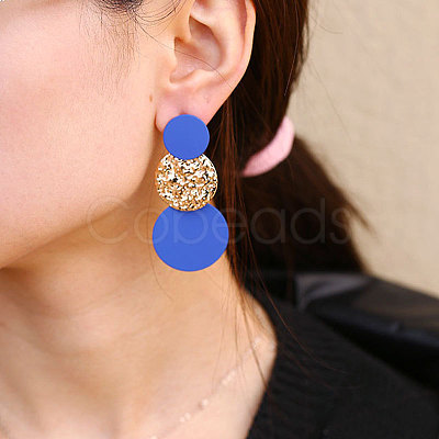 Flat Round Alloy Dangle Stud Earrings FS-WGB25D4-05-1