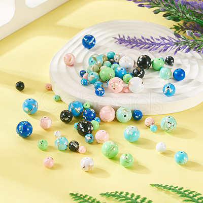120Pcs 8 Colors Assembled Synthetic Stone and Trochus Shell Beads G-TA0002-31B-1