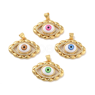 Brass Micro Pave Cubic Zirconia Pendants KK-B059-44G-1