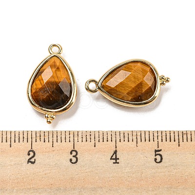 Natural Tiger Eye Faceted Pendants G-M431-15G-09-1