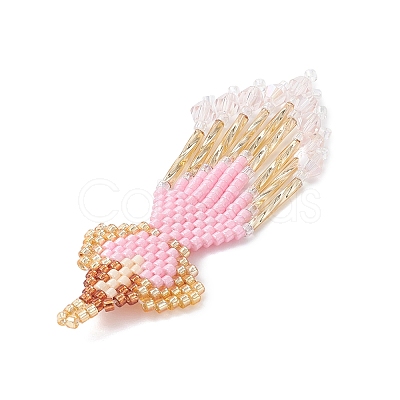 Glass Seed Beaded Angel Pendants PALLOY-MZ0089296-03-1