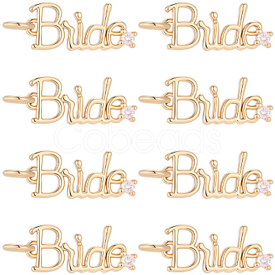 8Pcs Rack Plating Brass Micro Pave Clear Cubic Zirconia Pendants KK-BBC0029-15-1