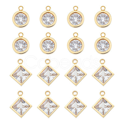 Unicraftale 16Pcs 4 Style 304 Stainless Steel Rhinestone Charms STAS-UN0055-94-1