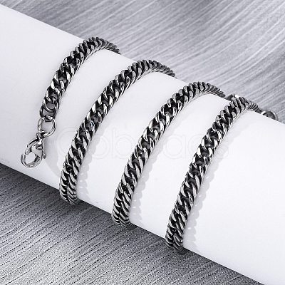 4.5MM 201 Stainless Steel Cuban Link Chain Necklaces NJEW-Q013-14C-1