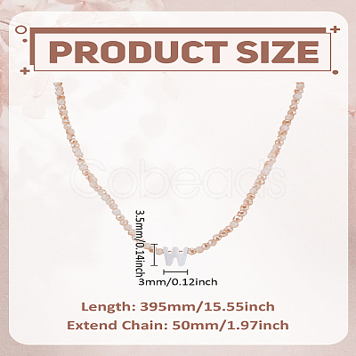 1Pc Glass Rondelle Beaded Necklaces NJEW-LP0007-23W-1