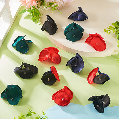 20Pcs 5 Style Silk Artificial Rose Flower Pendant PALLOY-TA00174-1