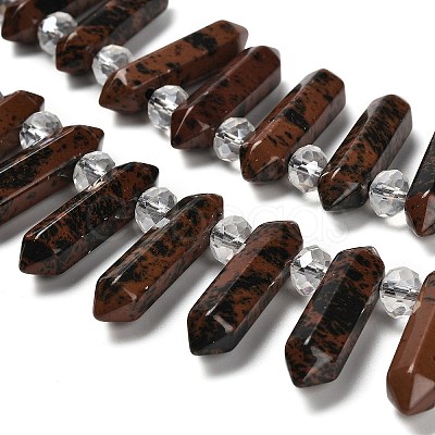 Natural Mahogany Obsidian Double Terminated Point Beads Strands G-H069-A02-01-1
