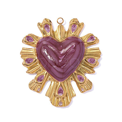 Valentine's Day 304 Stainless Steel Enamel Pendants STAS-OY016-61G-1