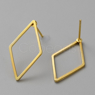 Golden Brass Hollow Geometric Stud Earrings EJEW-WH0012-127D-1