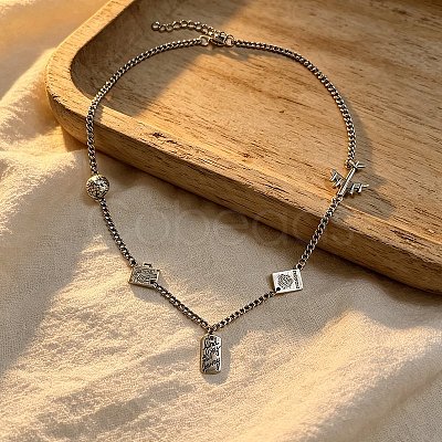 Vintage Alloy Iron Passport Airplane Multi Pendant Necklaces for Women WG98A05-01-1