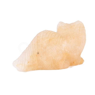 Natural Yellow Hematoid Quartz Carved Cat Figurine G-Q615-04G-1