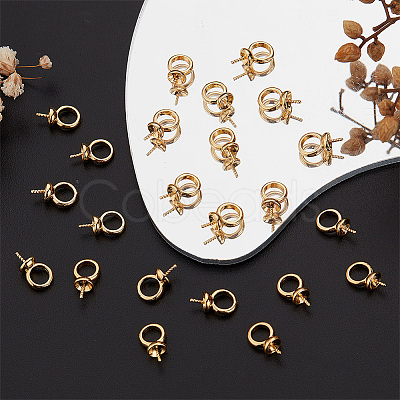 50Pcs Brass Screw Eye Peg Bails Charms KK-BBC0003-45-1