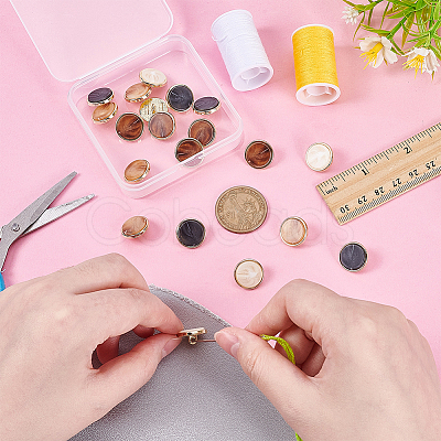 20Pcs 4 Colors 1-Hole Zinc Alloy Resin Buttons BUTT-AR0001-28-1