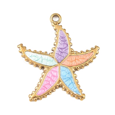304 Stainless Steel Enamel Pendants STAS-Z186-14G-1