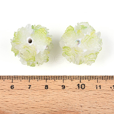 Polymer Clay Rhinestone Beads with Embossed Resin Roses RESI-T059-04E-1