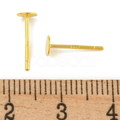925 Sterling Silver Flat Pad  Stud Earring Findings LS-STER-K167-045C-G-1