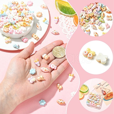 70Pcs 7 Styles Opaque Resin Cabochons RESI-YW0006-13-1