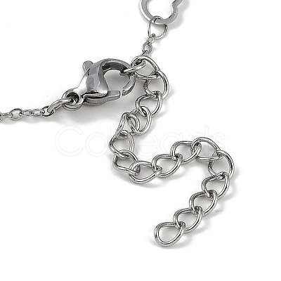 Anti-Tarnish 304 Stainless Steel Heart Link Chains Anklets High Polished AJEW-A057-09B-P-1