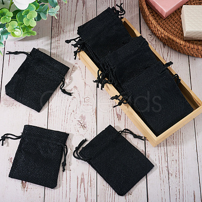 20Pcs Rectangle Polyester Imitation Burlap Packing Pouches Drawstring Bags ABAG-TA0001-95D-1