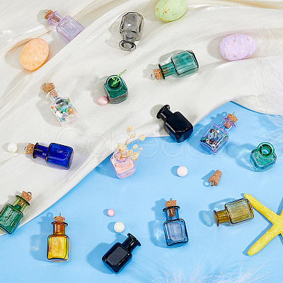 18Pcs 9 Colors Glass Wishing Bottles Pendants GLAA-WH0039-70-1