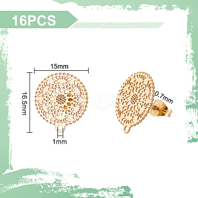16Pcs 304 Stainless Steel Stud Earring Findings STAS-UN0048-04-1