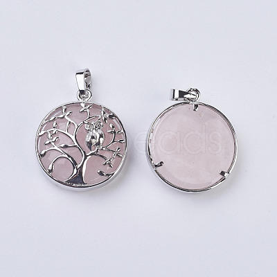Natural Rose Quartz Pendants G-K234-E11-1