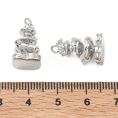 Brass Micro Pave Clear Cubic Zirconia Pendants KK-K351-68P-1