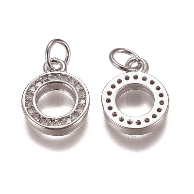 Brass Micro Pave Clear Cubic Zirconia Charms X-ZIRC-G153-23P-1