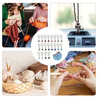 20Pcs 10 Colors Alloy Glass Pendant Stitch Markers HJEW-NB00036-1