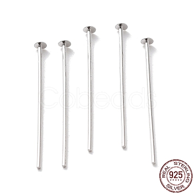 Anti-Tarnish Rhodium Plated 925 Sterling Silver Flat Head Pins STER-M117-03A-P-1