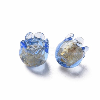 Handmade Gold Foil Lampwork Beads FOIL-T004-04C-1