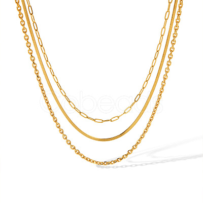 Stainless Steel Double Layer Necklaces for Women PW-WG2F46D-02-1