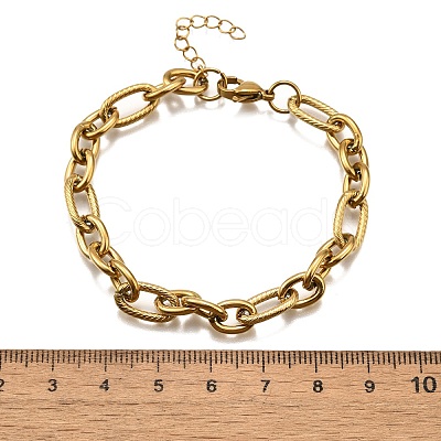 304 Stainless Steel Figaro Chains Bracelets for Men Women BJEW-R021-07G-1