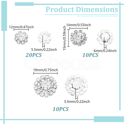 40Pcs 3 Styles Zinc Alloy Crystal Rhinestone Cabochons FIND-GA0007-04S-1
