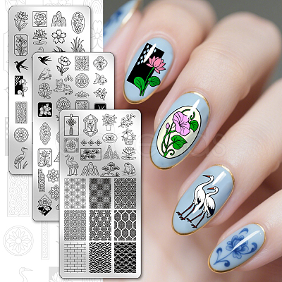 Stainless Steel DIY Nail Art Templates MRMJ-WH0092-226-1