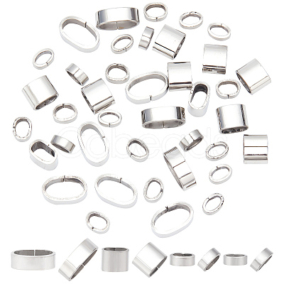 40Pcs 4 Styles 201 Stainless Steel Slide Charms/Slider Beads STAS-BC0003-65-1