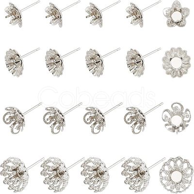 30Pcs 3 Style 304 Stainless Steel Stud Earring Findings STAS-UN0031-93-1